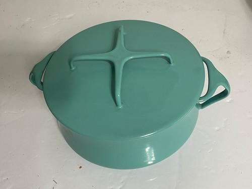 Vintage DANSK DENMARK IHQ Kobenstyle 2 Quart Turquoise Enamel Dutch Oven Ducks - Picture 10 of 11