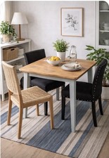 “Modern 4 Seater Dining Table – Oak Top / Blue Grey Legs – Small Kitchen Table”