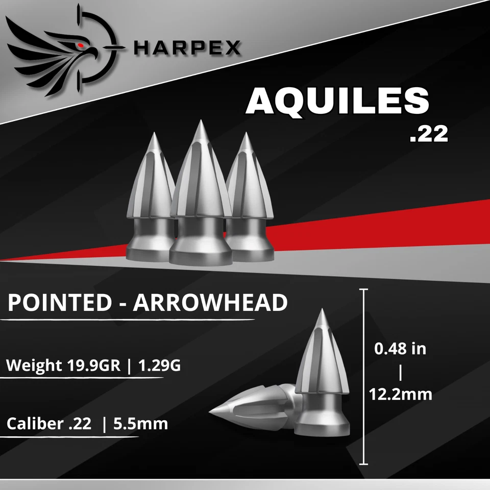 Kit de pellets de pistola de aire comprimido Harpex 6 pulgadas .22 Cal - plomo, puntiagudo y abovedado, estilos surtidos Foto 4 de 4