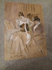HENRI TOULOUSE LAUTREC , Oelgemaelde auf alten Papier 