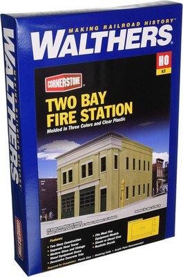 Two-Bay Fire Station 933-4022 HO Scale Model Railroad - Structure Kit