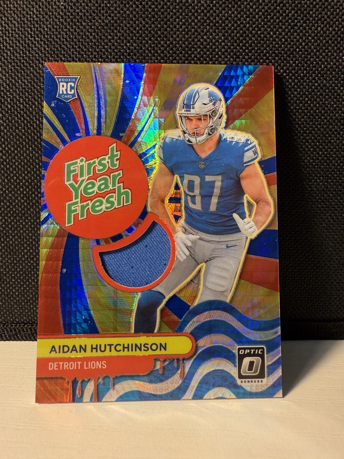 Aidan Hutchinson Panini Donruss Optic First Year Fresh #FYFAH Blue Hyper