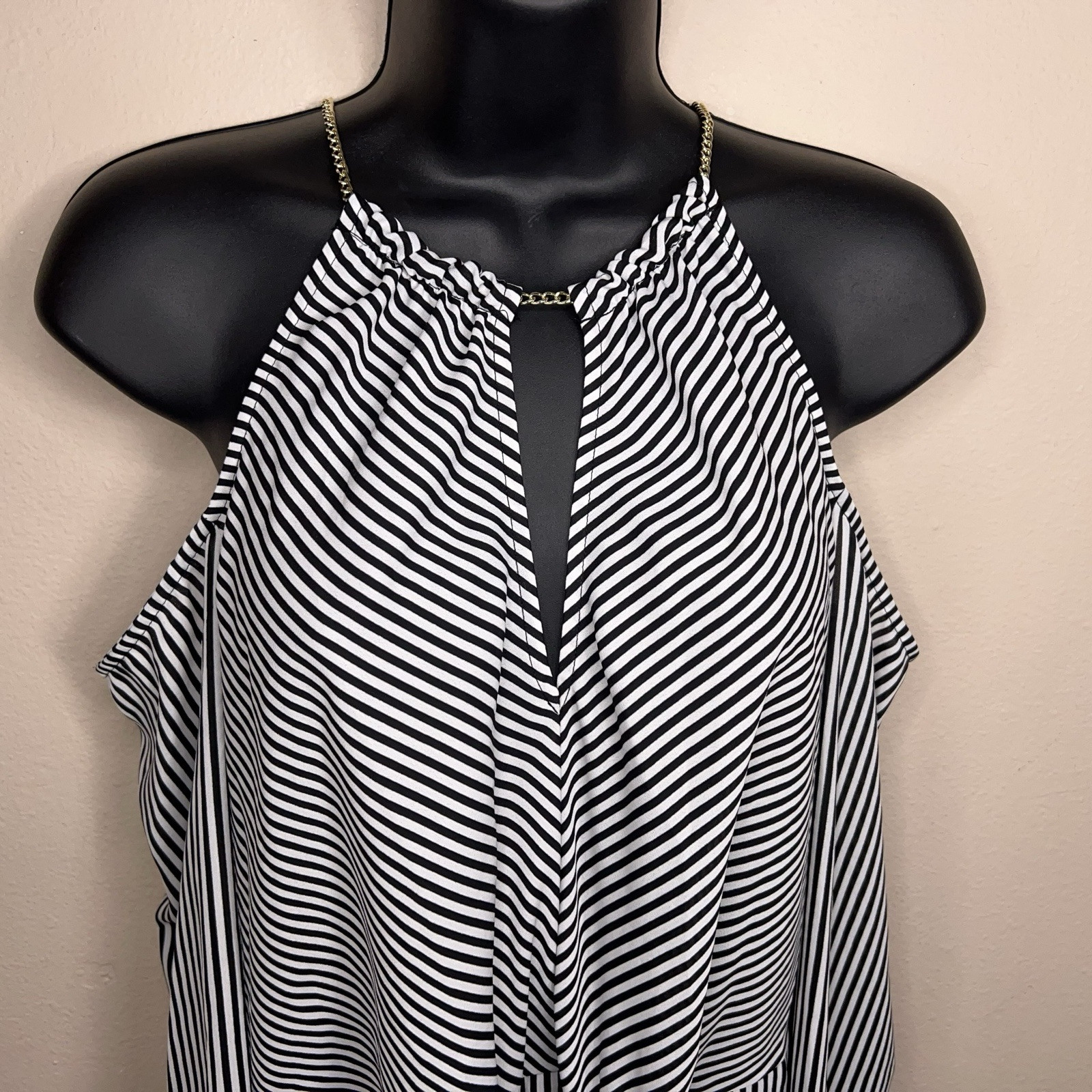 Medium Bold Elements Black White Striped Blouse C… - image 12