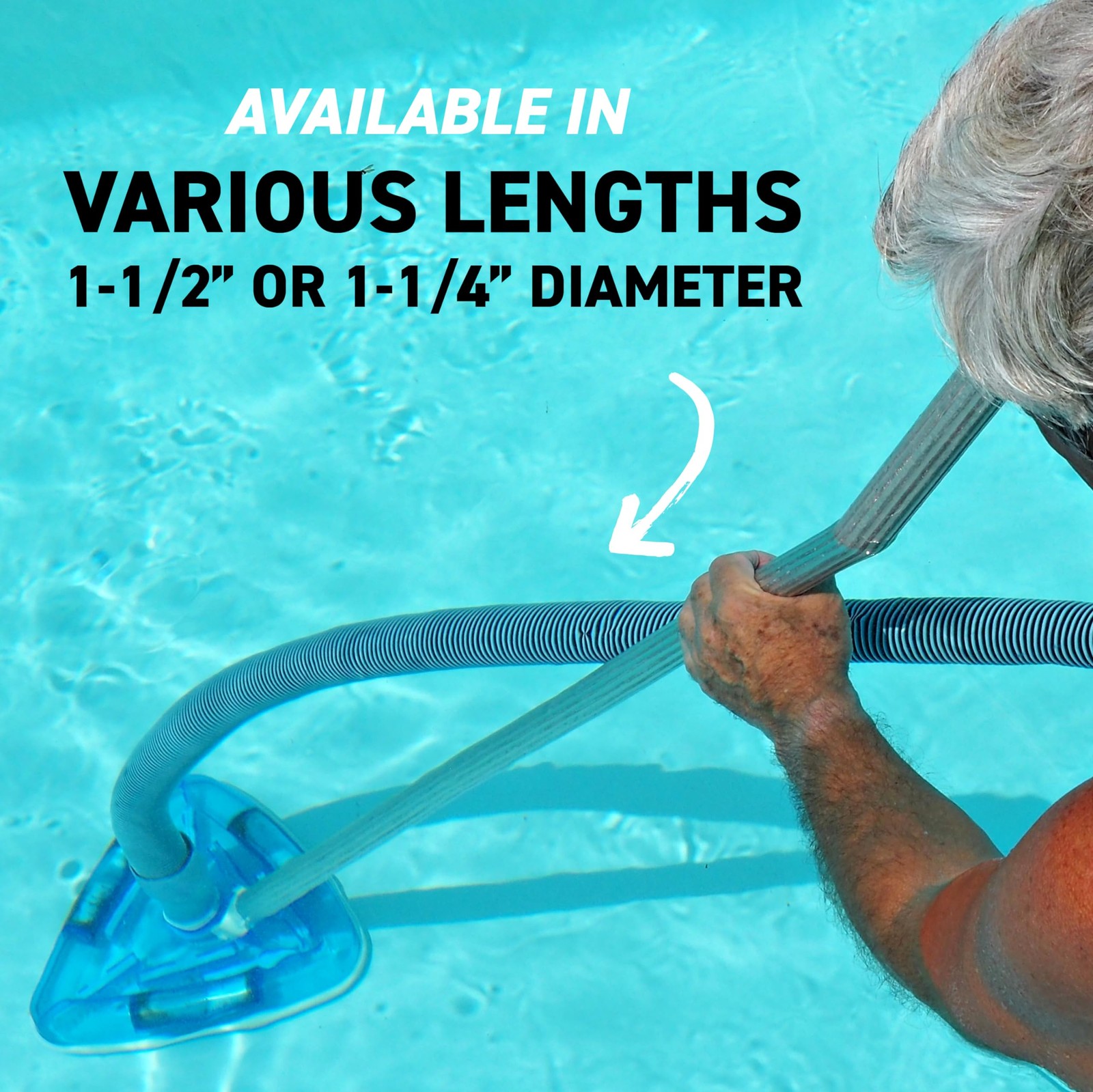 Swimming Pool Vacuum Hose 1-1/4" x 30-Ft, Swivel Cuff Kinkproof Design, Made ...