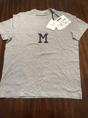 moncler SS Shirt Grey With Navy Blue M Sizes 3XL Brand New Authentic W/Tags