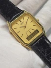 [ SERVICED, WORKS ] 1982 Vintage Seiko Watch Men Gold Tone Gold Dial  Digital