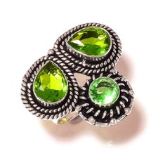 Peridot,Green Amethyst Gemstone 925 Silver Handmade Ring Jewelry USSize-9 JJ2586
