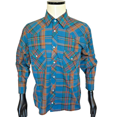 Open Trails Large 21'' P2P Herren Langarm Perlen Druckknopf Langarm Western Hemd