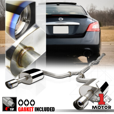 SS Dual Muffler 4'' Burnt Tip Catback Exhaust System for 09-15 Nissan Maxima A35