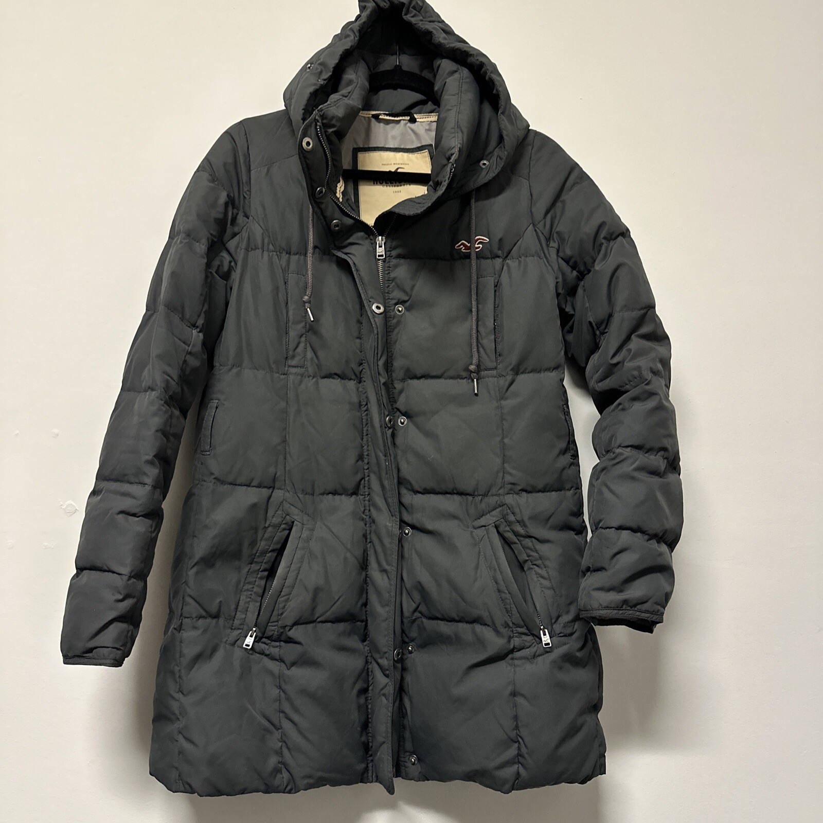 Hollister Women Puffer Coat Gray Size L