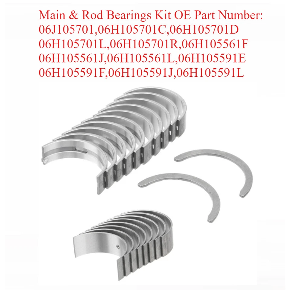 2.0L 52mm Engine Crankshaft Bearings For Audi A4 A5 Q5 VW Golf GTI TTS CJX TSI Foto 3 de 4