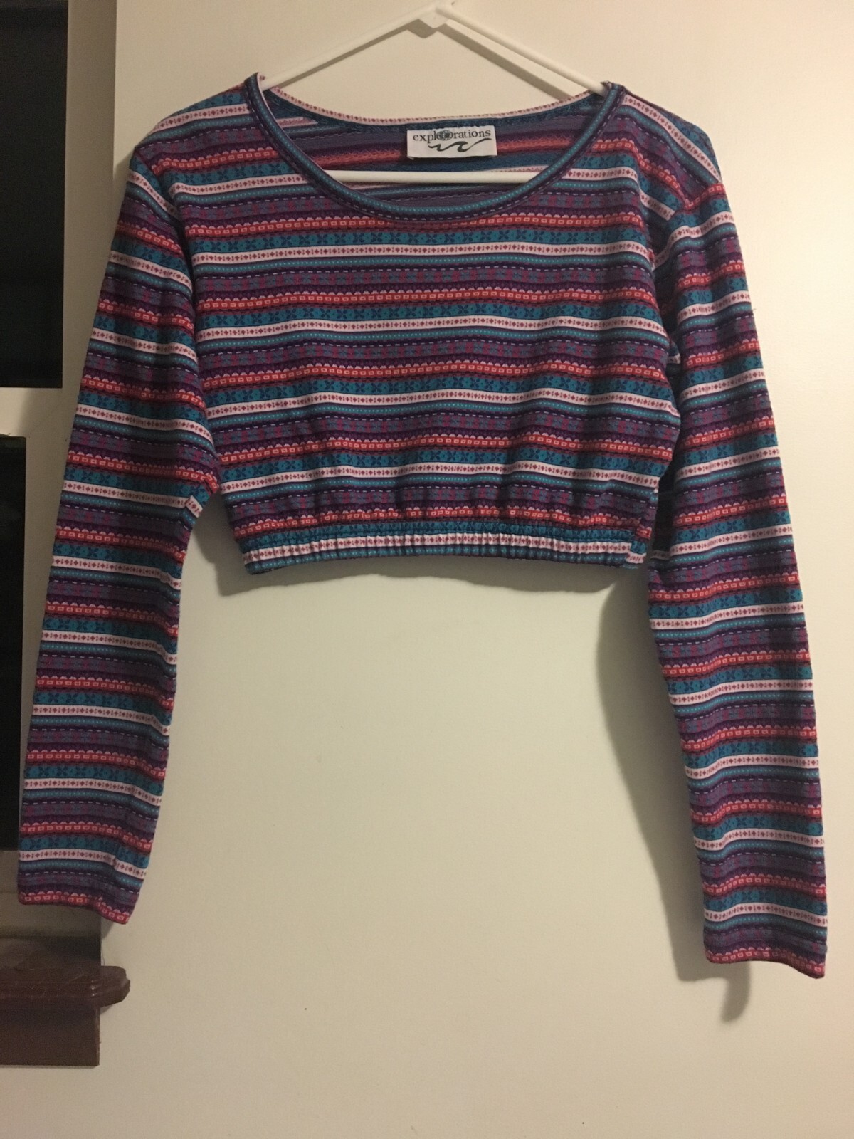 Explorations Multi-color Striped Long Sleeve Scoo… - image 1