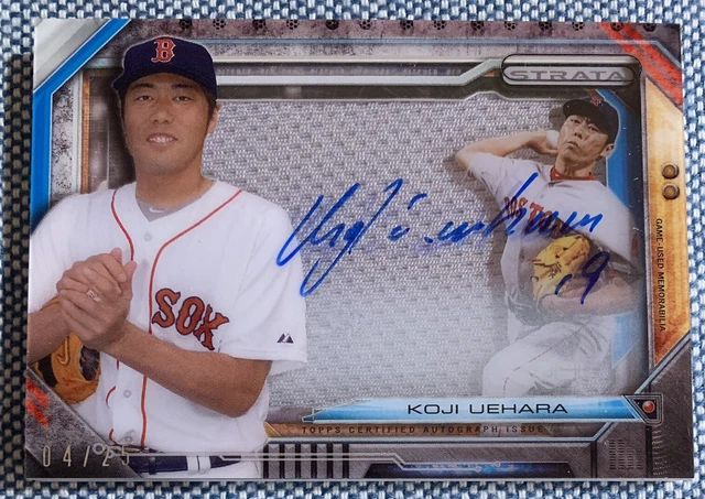 Koji UEHARA🔥2015 Topps Strata On Card AUTO Jumbo Relic #SSR-KU 4/25 Red Sox📈
