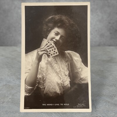 RPPC c1907 Cute Girl Royal Flush Poker Casino Play Card Postcard Rotograph Co UK