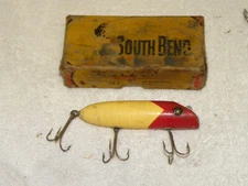 Vintage South Bend Bass Oreno No. 973 RW Red & White Lure,  w/ Box