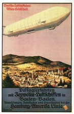 Airship Zeppelin Baden Baden Germany Blimp Dirigible Luftschiff, Modern Postcard