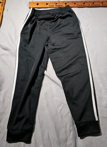 Adidas Pants Youth Kids Size 6 Black Sweatpants Performance 3 Stripe Joggers - Picture 13 of 14