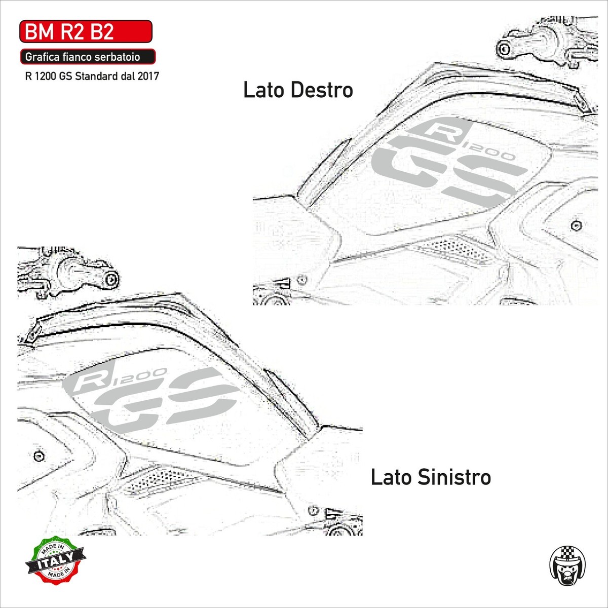 Set Stickers Tank Compatible Motorcycle BMW R 1200 GS LC Standard