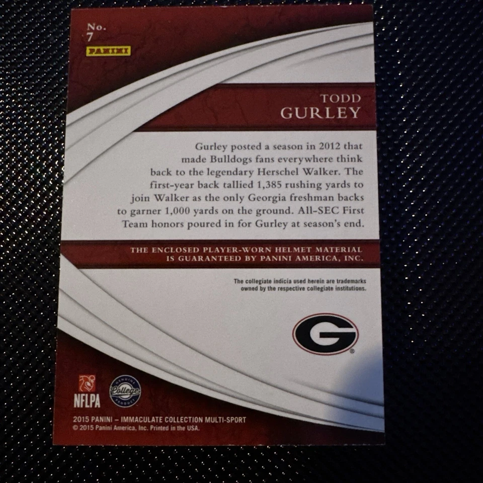 Casco Panini Immaculate Collection Todd Gurley 2015 9/15 Foto 2 de 4