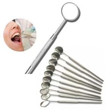10Pcs Dental Mouth Mirror 5 w/Handle Dental Instruments German Grade Stainless