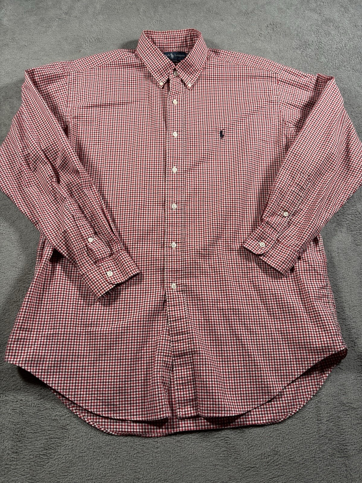 VINTAGE Polo Ralph Lauren Shirt Mens Large Red Checked Button-down 90s Cotton