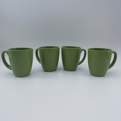 Corelle South Beach Lime Green Coffee Tea Cup Set (4) Stoneware Mugs