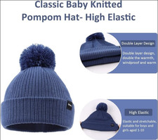 Toddler Winter Knitted Beanie Cute Pompom Hats for Kids with Laundry Bag