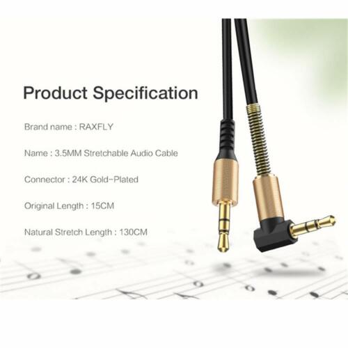 3.5mm Male to M Aux Cable Cord L-Shaped Right Angle Car Audio Headphone Jack - Picture 11 of 11