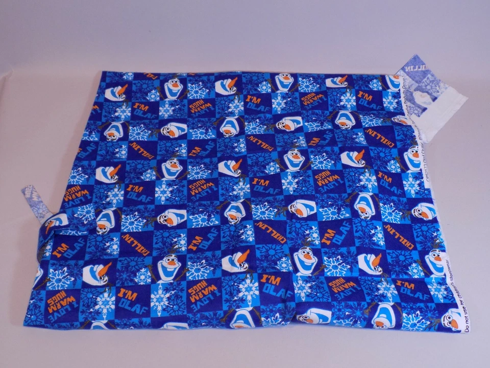 Disney Frozen I'm Olaf Blue Warm Hug Remnant Fabric Vintage 39x21" Lot Snowflake - Image 2 of 3
