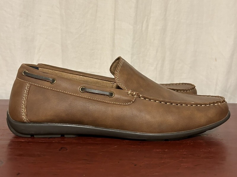 Crown & Ivy Men's Slip On Leather Brown Loafers Size 11.5 orig $100