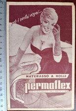 VOLANTINO PUBBLICITARIO MATERASSO MOLLE PERMAFLEX 1952 DONNINA PIN-UP ill LENZI