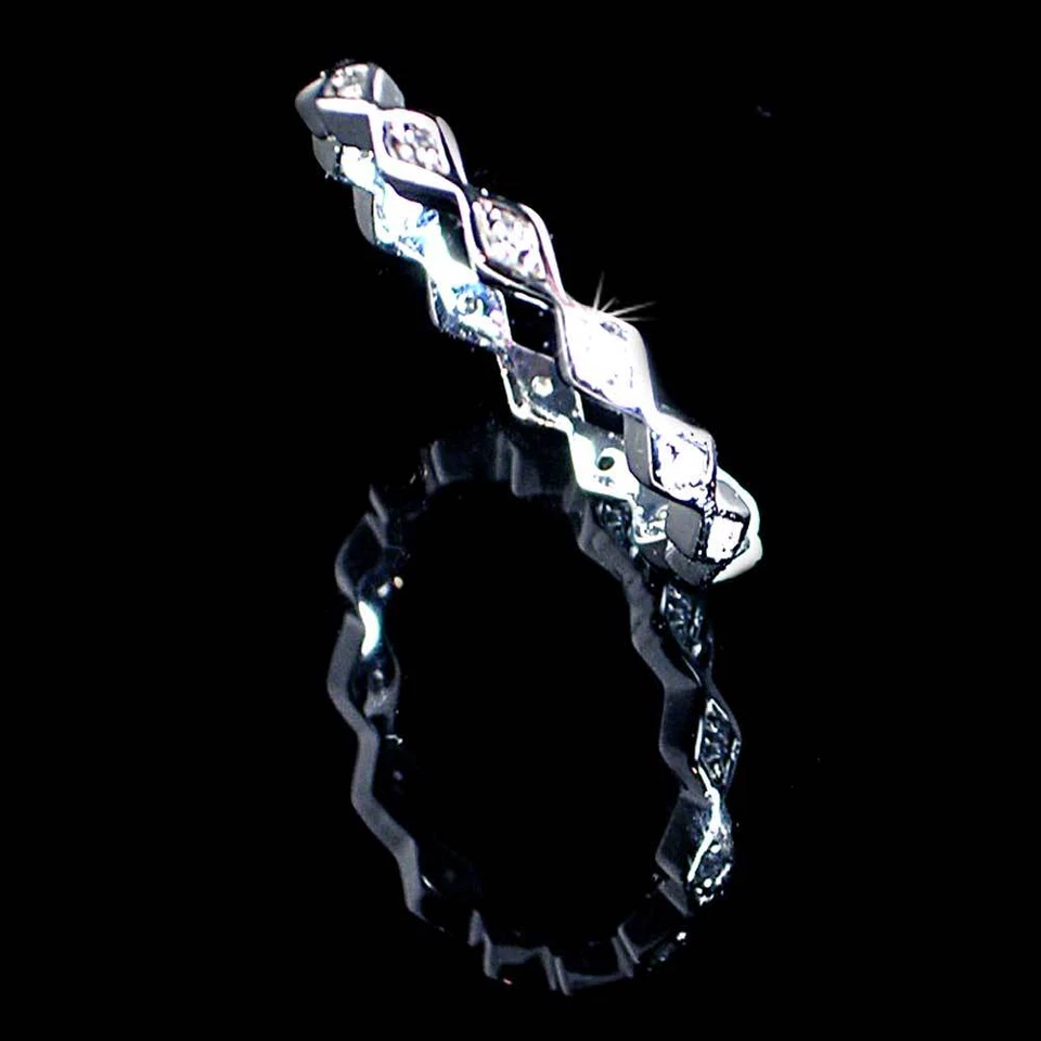 BRILLANTES ANILLOS GEOMÉTRICOS ETERNIDAD BANDA CIRCONITA_TALLA-2__925 PLATA ESTERLINA-NF Foto 4 de 4