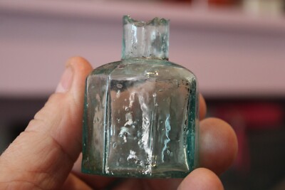 Antique, Blue, Octagon, (HEAVY TEXTURE), Ink Bottle, Item # A- 5382