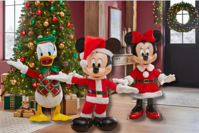 Disney 3-Piece Animated Holiday Decor Set – 4-ft Mickey, Minnie