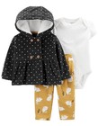 Baby Girl Carter's 3-Piece Fleece Polka-Dot Cardigan, Bodysuit & Pants Set 24M — photo 1