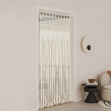 Bohemian Style Woven Tassel Curtain White Wall Hanging Window Curtains Decor