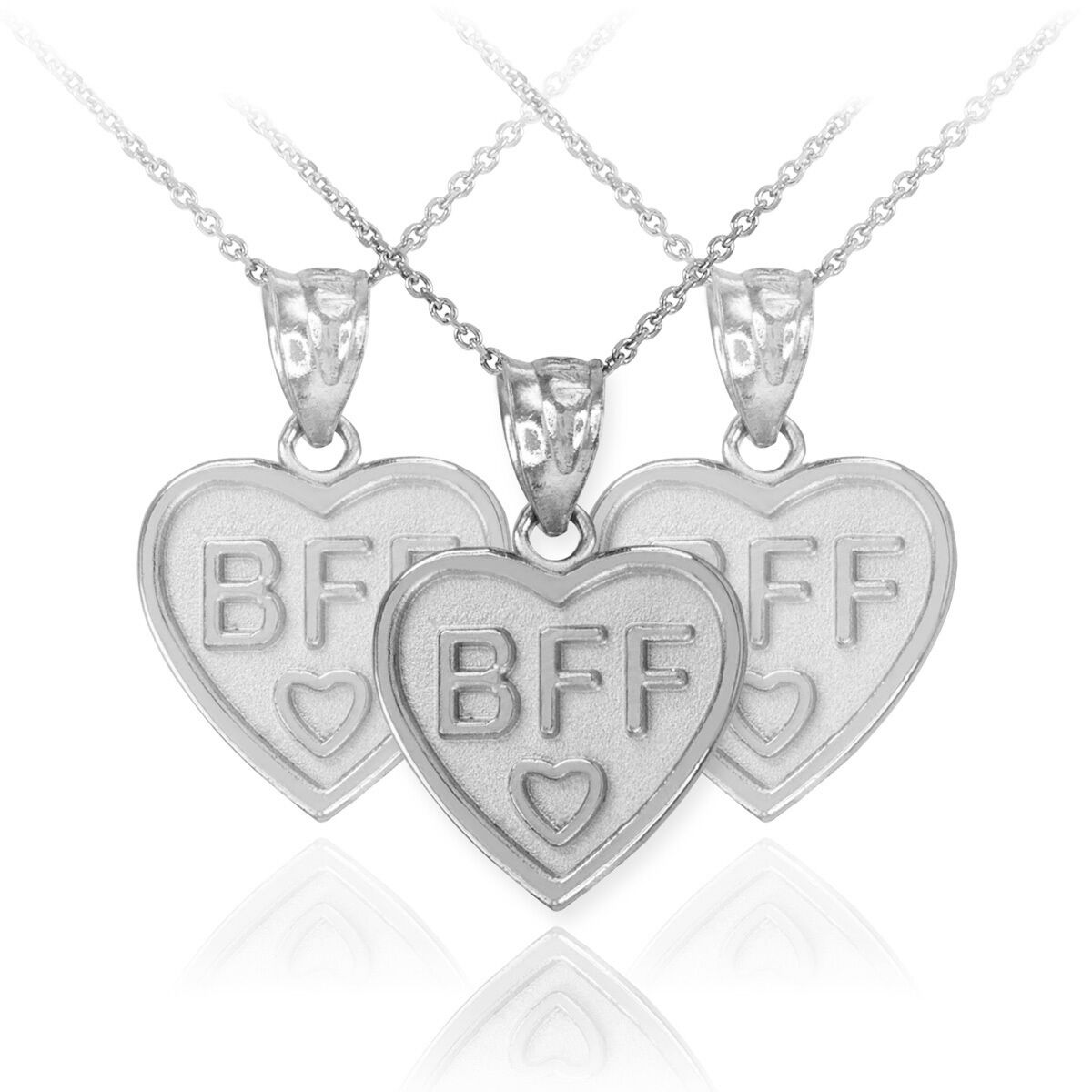 3pc Sterling Silver BFF BEST FRIEND FOREVER Heart Pendant Breakable Necklace Set Nowa, bezpłatna wysyłka