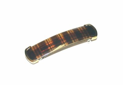 Hair Barrette Clip Thin Brown Plaid Stripes Sun Violet Winny Daido Made in Japan