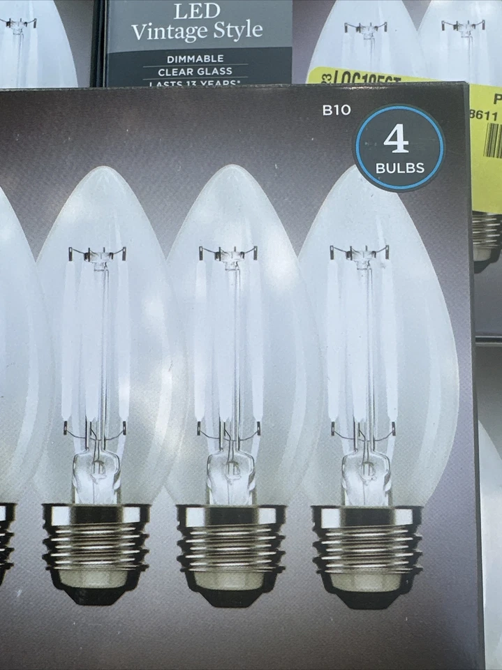 X5- Better Home & Gardens Vintage Style Bulb 60W LED Daylight  4 b10 bulb pack - Image 3 of 4