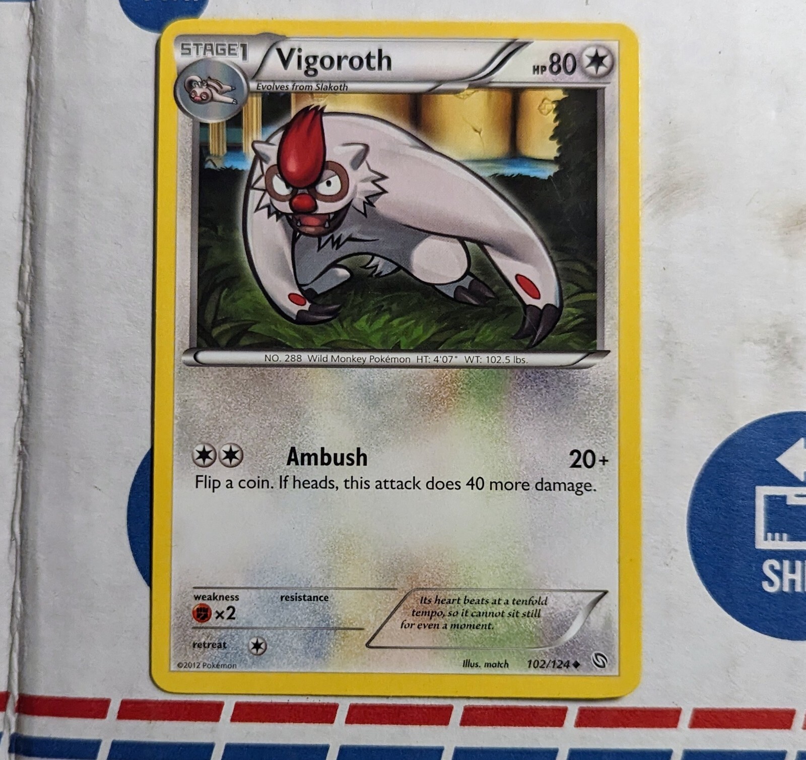 VIGOROTH - 102/124 - Dragons Exalted - Pokemon Card - LP