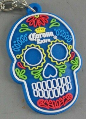 CORONA EXTRA SUGAR SKULL KEYCHAIN WHOLESALE RETAIL BOX LOT 500 KEY TAG CHARM FOB