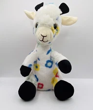 S&B White Multi Color Flowers Baby Goat Plush 12”