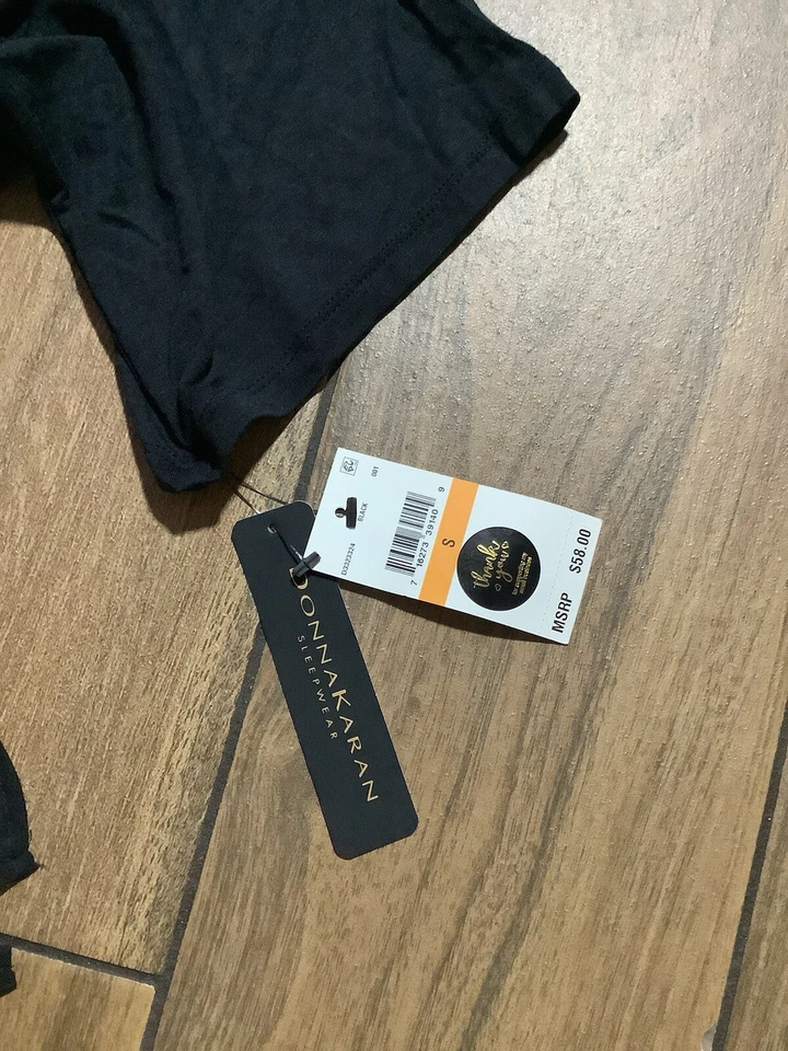 Donna Karan Ropa de Dormir Talla Pequeña Hasta la Rodilla Vestido Clásico Tejido Modal en Negro Foto 3 de 4