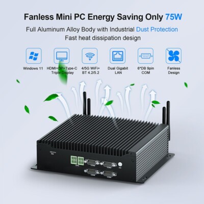 H4-T-i5-10210U 10th Gen Fanless PC Industrial /Embedded Computer & 6 Interfaces