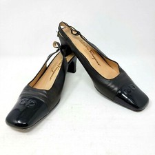 Salvatore Ferragamo Women 9.5 AAA Peggy Slingback Pumps Square Toe Thick Heel