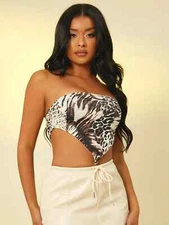  SEXY Leopard Print Tie Back Bandana Tube Top Free Shipping US Seller