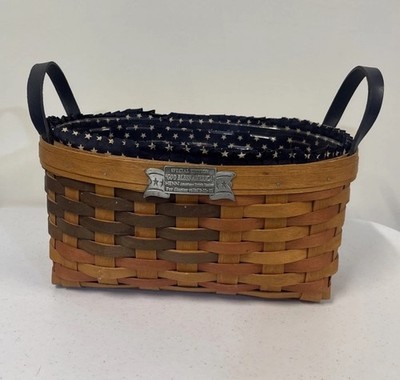 Rare Henn God Bless America Basket American Spirit 9-11-01 Cloth & Plastic Liner