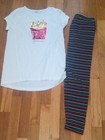 girl large tee sequin design and stripe leggings — photo 1