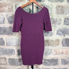 Free People Plum Purple Textured Diamond Knit Deep Scoop Back Mini Dress Size M