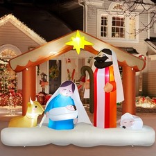 8 FT Long Christmas Inflatables Nativity Scene Outdoor Decorations Christmas ...